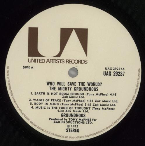 The Groundhogs Who Will Save The World? - VG vinyl LP album (LP record) UK GHGLPWH881008