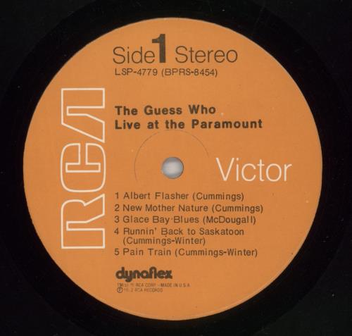 The Guess Who Live At The Paramount vinyl LP album (LP record) US GUELPLI867499
