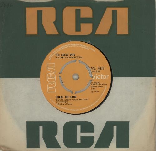 The Guess Who Share The Land 7" vinyl single (7 inch record / 45) UK GUE07SH683325