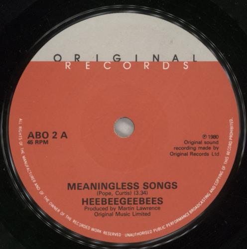 The HeeBeeGeeBees Meaningless Songs 7" vinyl single (7 inch record / 45) UK EE307ME423488