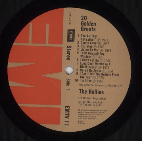 The Hollies 20 Golden Greats - 1st - EX vinyl LP album (LP record) UK HLLLPGO754664