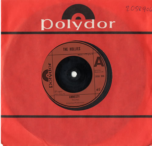 The Hollies Amnesty 7" vinyl single (7 inch record / 45) UK HLL07AM596497