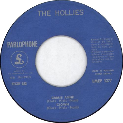 The Hollies Carrie Anne EP 7" vinyl single (7 inch record / 45) Portuguese HLL07CA727718