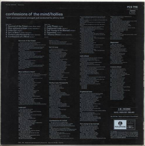 The Hollies Confessions Of The Mind - EX vinyl LP album (LP record) UK HLLLPCO210045