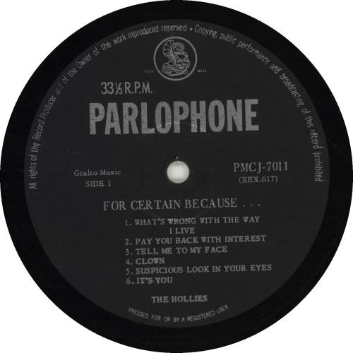 The Hollies For Certain Because... vinyl LP album (LP record) South African HLLLPFO693898