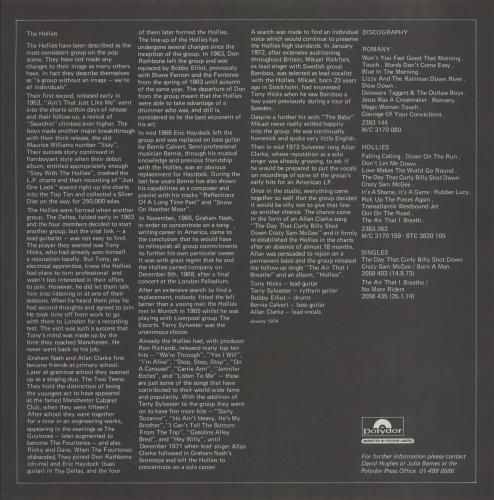 The Hollies Hollies + Poster & Press Release Insert vinyl LP album (LP record) UK HLLLPHO240239