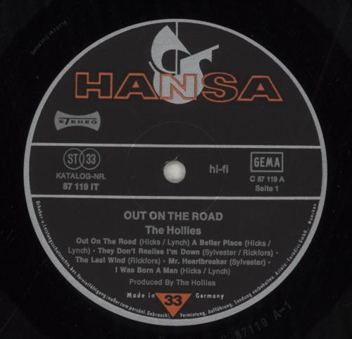 The Hollies Out On The Road vinyl LP album (LP record) German HLLLPOU855139
