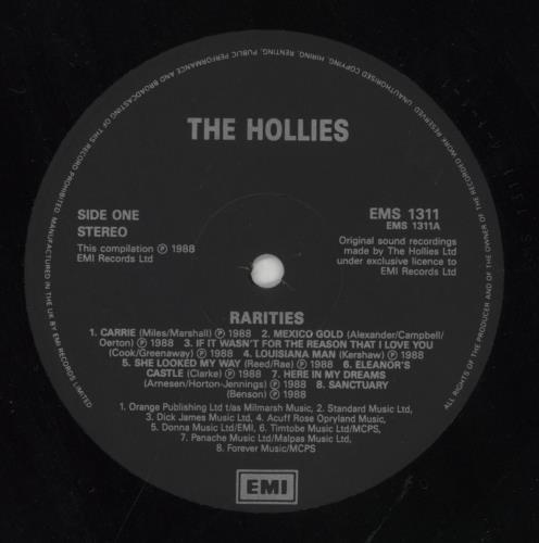 The Hollies Rarities vinyl LP album (LP record) UK HLLLPRA130233