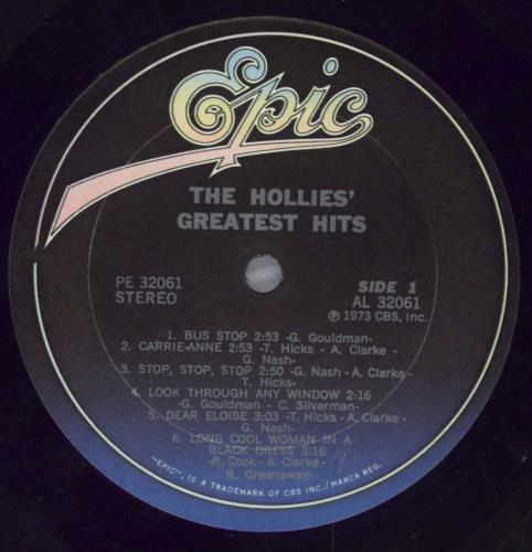 The Hollies The Hollies' Greatest Hits vinyl LP album (LP record) US HLLLPTH823171