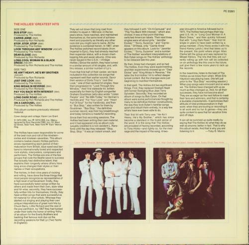 The Hollies The Hollies' Greatest Hits vinyl LP album (LP record) US HLLLPTH823171