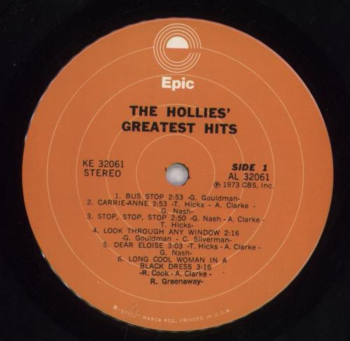 The Hollies The Hollies' Greatest Hits vinyl LP album (LP record) US HLLLPTH846576
