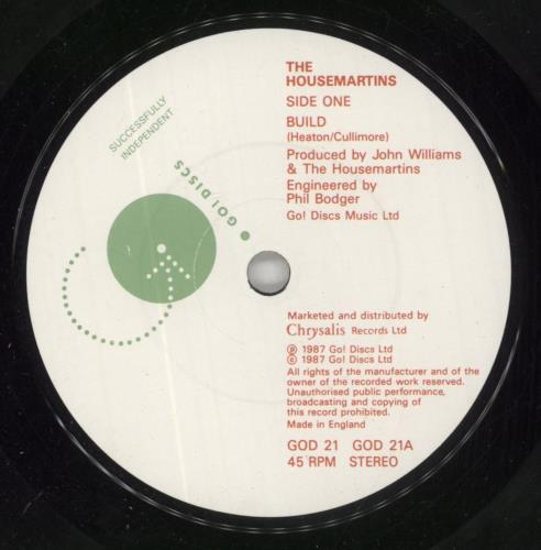 The Housemartins Build 7" vinyl single (7 inch record / 45) UK HMT07BU89081