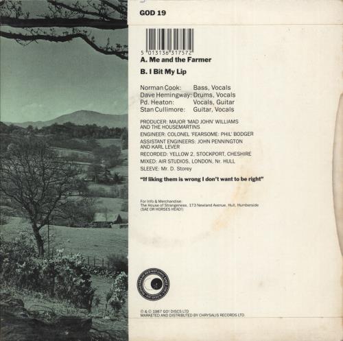 The Housemartins Me And The Farmer 7" vinyl single (7 inch record / 45) UK HMT07ME34548