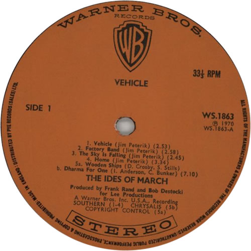 The Ides Of March Vehicle - 1st vinyl LP album (LP record) UK IOMLPVE197361