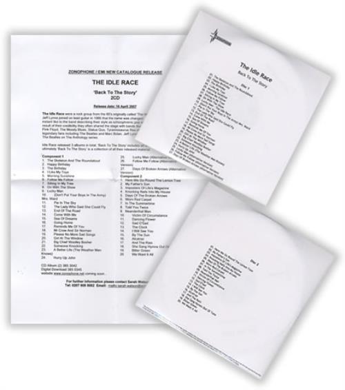 The Idle Race Back To the Story CD-R acetate UK IDLCRBA398984