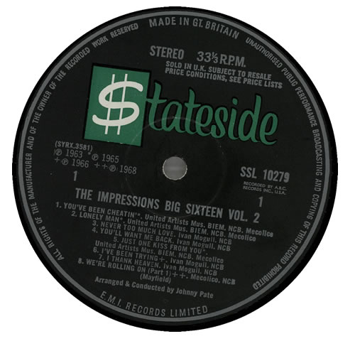 The Impressions Big Sixteen vinyl LP album (LP record) UK IPRLPBI575576