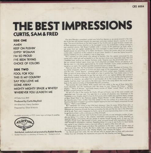 The Impressions The Best Impressions... Curtis, Sam & Fred vinyl LP album (LP record) US IPRLPTH575555