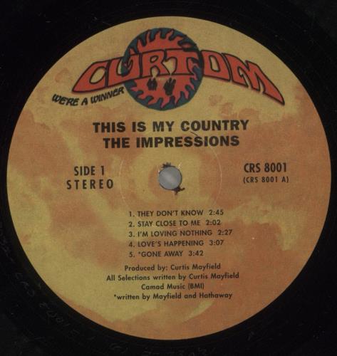 The Impressions This Is My Country vinyl LP album (LP record) US IPRLPTH681735
