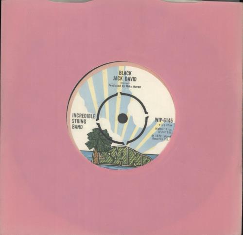 The Incredible String Band Black Jack David 7" vinyl single (7 inch record / 45) UK IST07MO261126