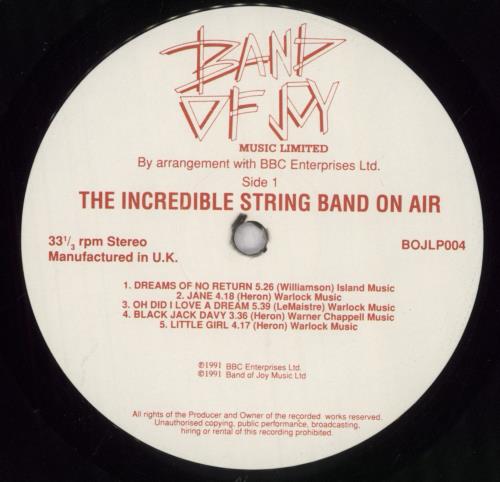 The Incredible String Band Original BBC Recordings vinyl LP album (LP record) UK ISTLPOR839174
