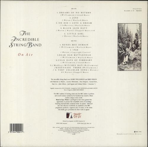 The Incredible String Band Original BBC Recordings vinyl LP album (LP record) UK ISTLPOR839174