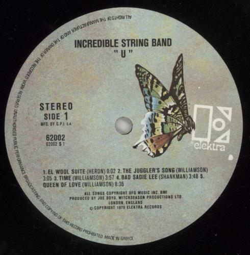 The Incredible String Band U 2-LP vinyl record set (Double LP Album) Greek IST2LU873894