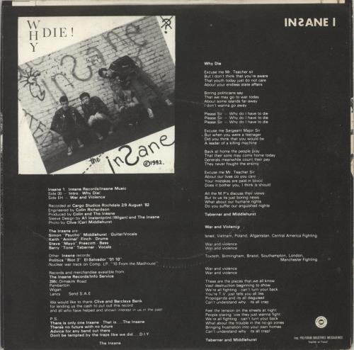 The Insane Why Die ! 7" vinyl single (7 inch record / 45) UK 9J807WH866436