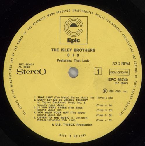 The Isley Brothers 3 + 3 (Three Plus Three) - 1st vinyl LP album (LP record) Dutch ISRLPTH875346