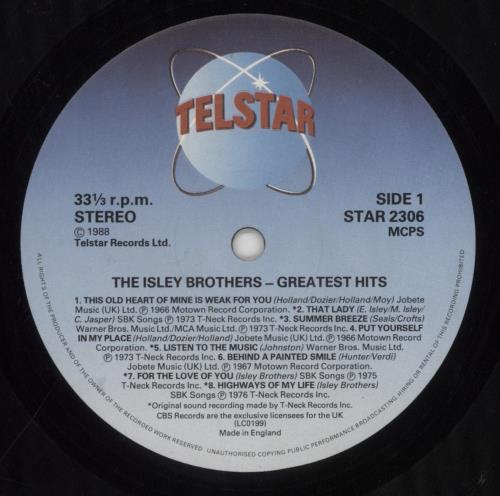 The Isley Brothers Greatest Hits vinyl LP album (LP record) UK ISRLPGR615847