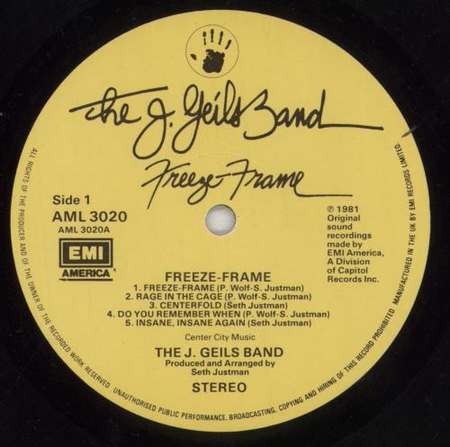 The J. Geils Band Freeze-Frame vinyl LP album (LP record) UK JGBLPFR334141