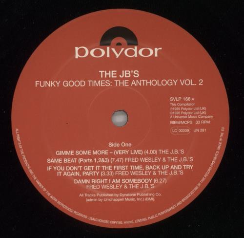 The J.B.'s Funky Good Times: The Anthology Volume 2 - 180 Gram Vinyl 2-LP vinyl record set (Double LP Album) UK Z2I2LFU866553