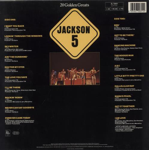 The Jackson Five 20 Golden Greats vinyl LP album (LP record) German JKSLPGO800565