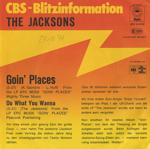 The Jackson Five Goin' Places 7" vinyl single (7 inch record / 45) German JKS07GO491594