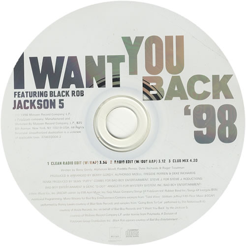 The Jackson Five I Want You Back '98 CD single (CD5 / 5") US JKSC5IW112151