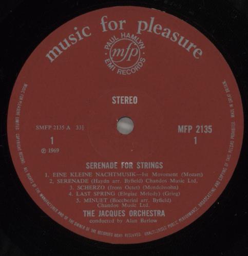 The Jacques Orchestra Serenade For Strings vinyl LP album (LP record) UK 2K2LPSE757507