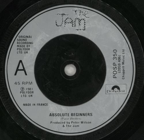 The Jam Absolute Beginners + Insert 7" vinyl single (7 inch record / 45) UK JAM07AB164986