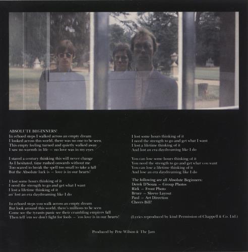 The Jam Absolute Beginners + Insert 7" vinyl single (7 inch record / 45) UK JAM07AB164986