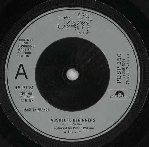 The Jam Absolute Beginners 7" vinyl single (7 inch record / 45) UK JAM07AB42575