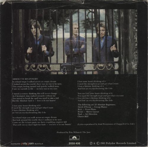 The Jam Absolute Beginners 7" vinyl single (7 inch record / 45) Italian JAM07AB677614