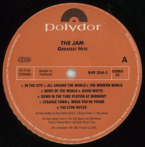 The Jam Greatest Hits vinyl LP album (LP record) Dutch JAMLPGR852630