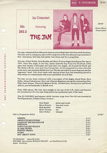 The Jam In Concert vinyl LP album (LP record) UK JAMLPIN230553