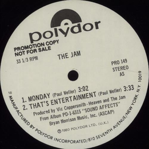 The Jam Sound Affects Sampler 12" vinyl single (12 inch record / Maxi-single) US JAM12SO24527
