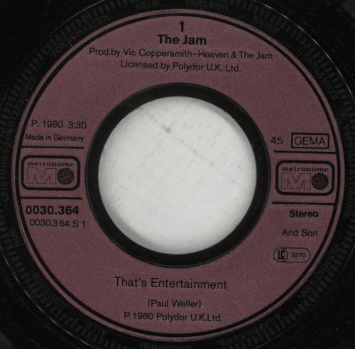 The Jam That's Entertainment 7" vinyl single (7 inch record / 45) German JAM07TH615438