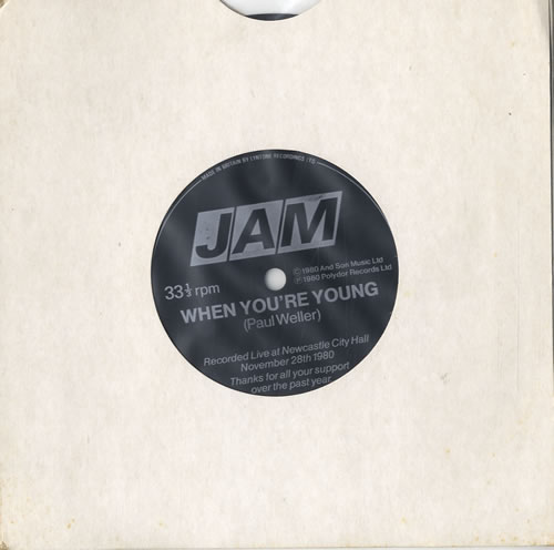 The Jam When You're Young - Live 7" vinyl single (7 inch record / 45) UK JAM07WH119249