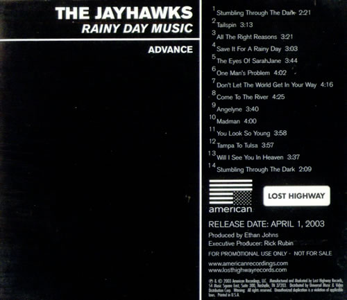 The Jayhawks Rainy Day Music CD album (CDLP) US JWKCDRA256136