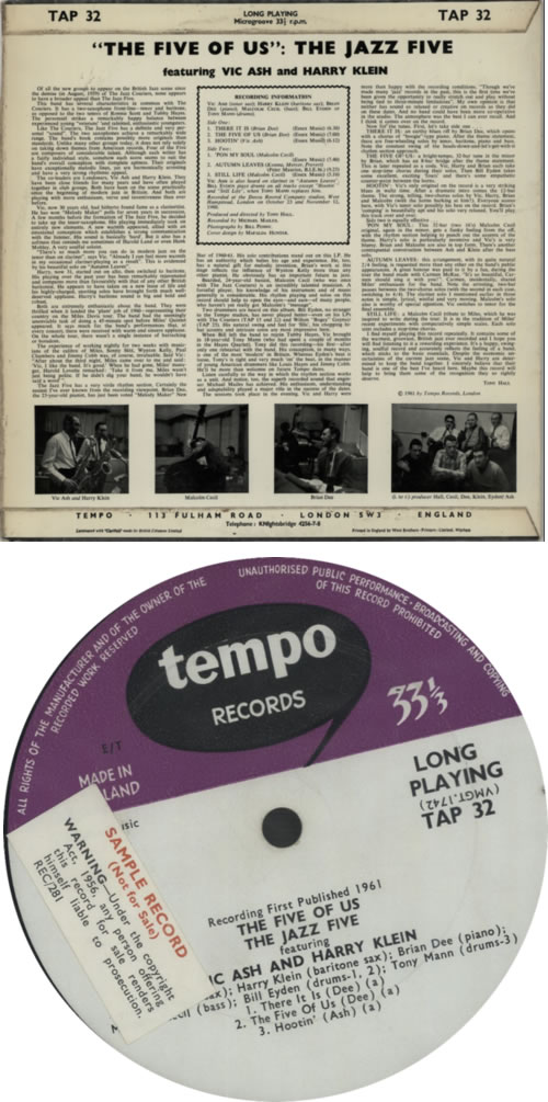 The Jazz Five The Five Of Us - Factory Sample vinyl LP album (LP record) UK V-RLPTH600299