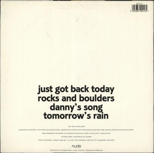 The Jennifers Just Got Back Today - EX 12" vinyl single (12 inch record / Maxi-single) UK TJN12JU84598