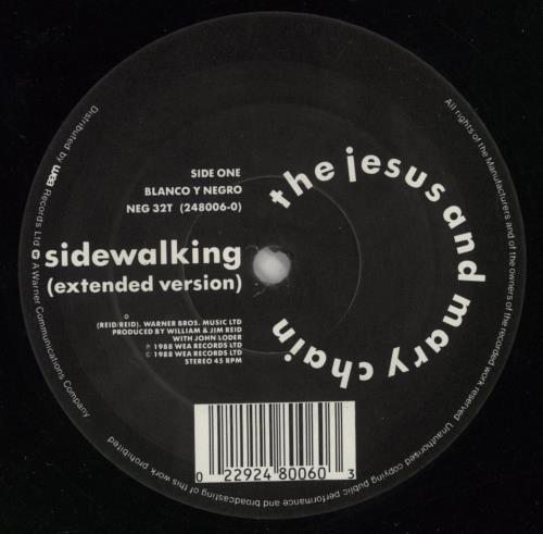 The Jesus & Mary Chain Sidewalking (Extended Version) 12" vinyl single (12 inch record / Maxi-single) UK JMC12SI41808