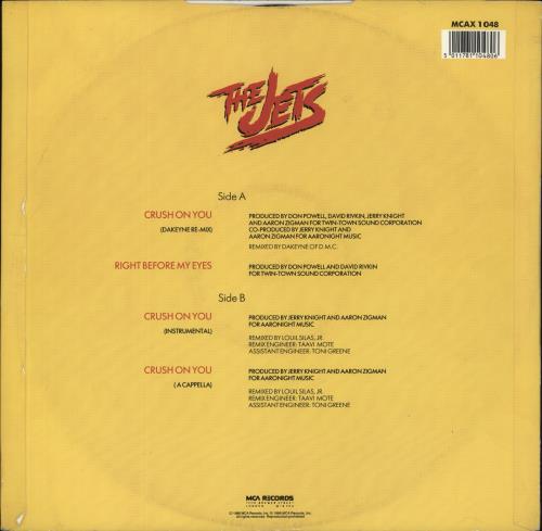The Jets Crush On You 12" vinyl single (12 inch record / Maxi-single) UK JEZ12CR367211