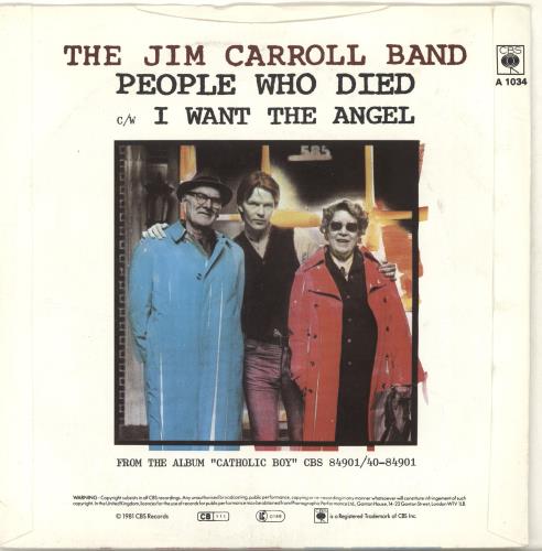 The Jim Carroll Band People Who Died 7" vinyl single (7 inch record / 45) UK IMB07PE689075